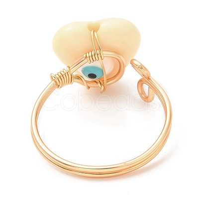 Resin Heart with Eye Open Cuff Rings RJEW-JR00578-1