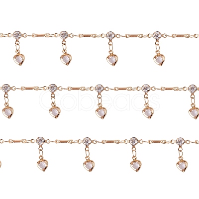 Clear Cubic Zirconia Heart Charm Tassel Chains JX604A-1