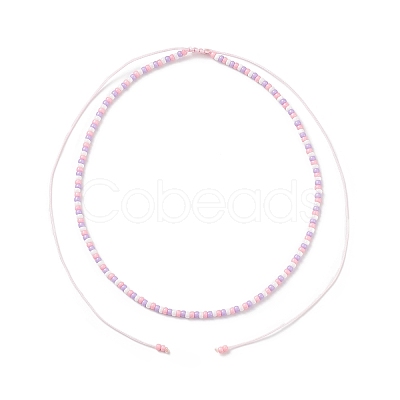 3Pcs 3 Color Glass Seed Braided Beaded Necklaces Set for Women NJEW-JN04117-1