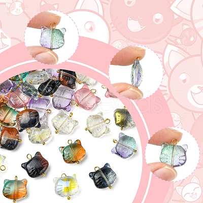 50Pcs Glass Pendants PALLOY-FS00030-1