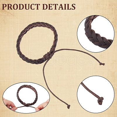 2Pcs PU Leather Cord Braided Bracelets for Men Women BJEW-CL0001-37B-1