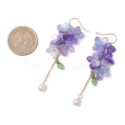 Shell Pearl Dangle Earrings EJEW-TA00617-1