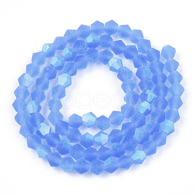 Imitate Austrian Crystal Bicone Frosted Glass Beads Strands GLAA-F029-TM3mm-A07-1