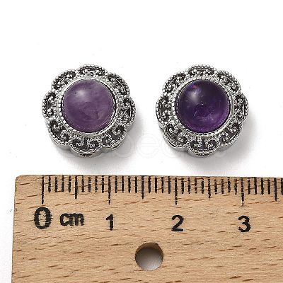 Brass Pave Natural Amethyst Multi-Strand Links KK-D366-01P-A-1