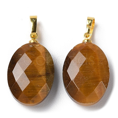Natural Tiger Eye Pendants G-E603-03G-01-1