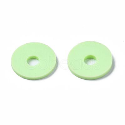 Flat Round Handmade Polymer Clay Beads CLAY-R067-12mm-24-1
