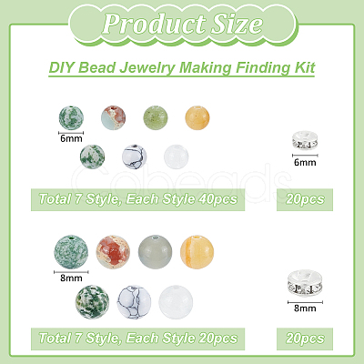 420Pcs Natural & Synthetic Mixed Gemstone Round Beads with 40Pcs Iron Rhinestone Spacer Beads DIY-ME0001-16-1