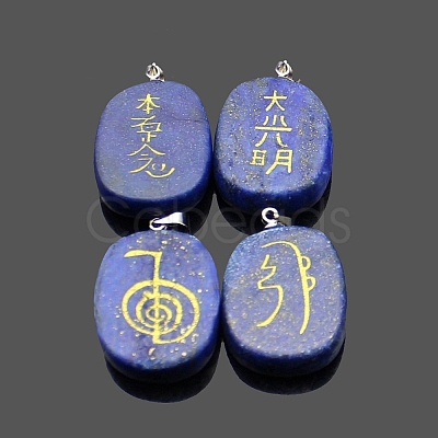 4Pcs 4 Styles Natural Lapis Lazuli Pendants RELI-PW0001-052E-1