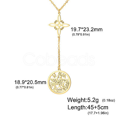 Witch Knot 304 Stainless Steel Hollow Pendant Y Necklaces for Women FS-WGCB0A9-02-1
