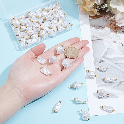 80Pcs 8 Styles Jewelry Making Findings Kits including ABS Plastic Imitation Pearl Pendants & Connector Charms PALLOY-WR00022-1