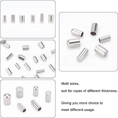 Unicraftale 240Pcs 6 Style Stainless Steel Cord Ends STAS-UN0025-46-1