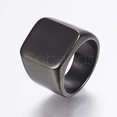 304 Stainless Steel Signet Band Rings for Men RJEW-G091-16-1