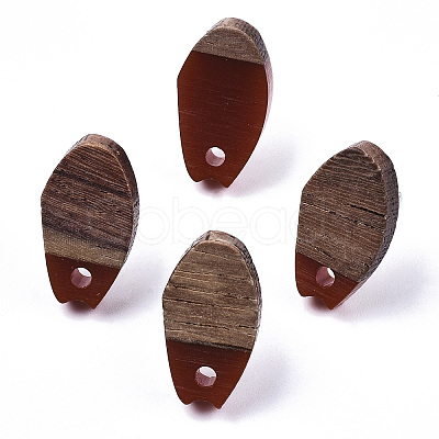 Opaque Resin & Walnut Wood Stud Earring Findings MAK-N032-010A-B03-1