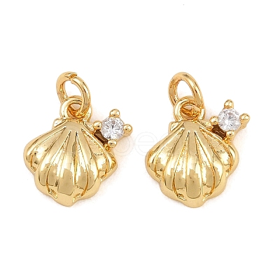 Brass Micro Pave Clear Cubic Zirconia Charms KK-Q085-02B-G-1