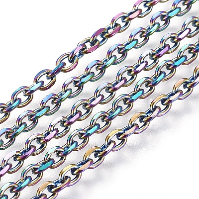 Ion Plating(IP) 304 Stainless Steel Cable Chain Necklaces NJEW-P251-01A-1