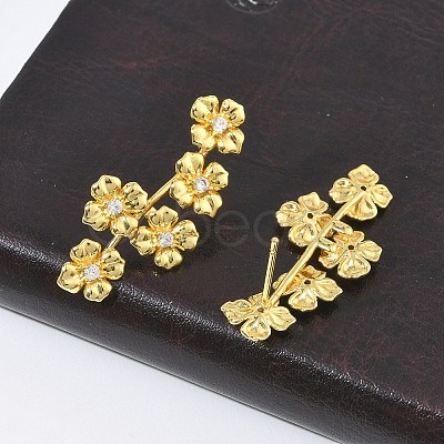 Brass Micro Pave Cubic Zirconia Stud Earrings for Women EJEW-A167-24G-1