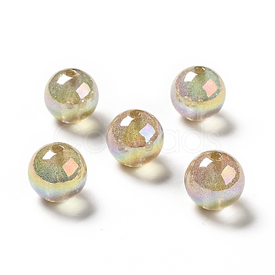 UV Plating Transparent Rainbow Iridescent Acrylic Beads OACR-D010-01C-1