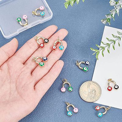 10Pcs 5 Colors Brass Enamel Pendants KK-NB0001-49G-1