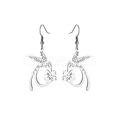 Flower with Rabbit 304 Stainless Steel Dangle Earrings FS-WG1999D-02-1