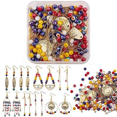 DIY Evil Eye Drop Earring Making Kit DIY-SZ0006-98-1