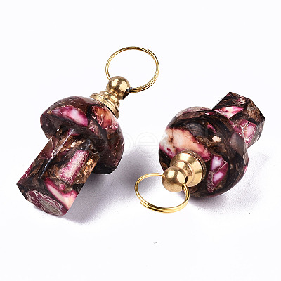 Assembled Synthetic Bronzite and Imperial Jasper Openable Perfume Bottle Pendants LS-G-S366-057C-1