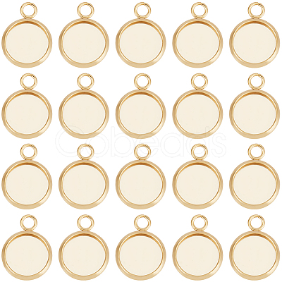 Beebeecraft 40Pcs 304 Stainless Steel Pendant Cabochon Settings STAS-BBC0006-24A-G-1