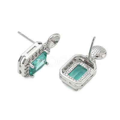 Brass Pave Cubic Zirconia Stud Earring Findings KK-C172-10P-1