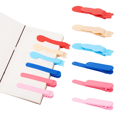 6Pcs 6 Styles Plastic Bookmark Clip AJEW-TA0002-02-1