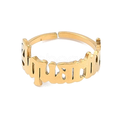 Ion Plating(IP) 304 Stainless Steel Constellation Open Cuff Ring for Women RJEW-C097-01G-01-1
