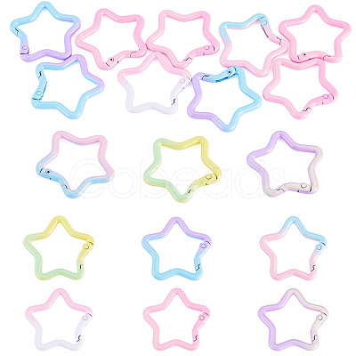12Pcs Spray Paint Alloy Spring Gate Rings FIND-TA0010-90-1