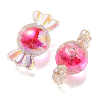 UV Plating Rainbow Iridescent Acrylic Beads PACR-E001-01E-1