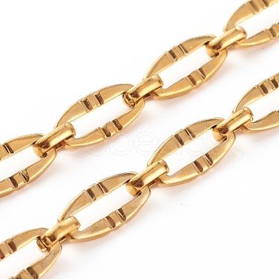 304 Stainless Steel Oval Link Chain Necklaces NJEW-JN03417-01-1