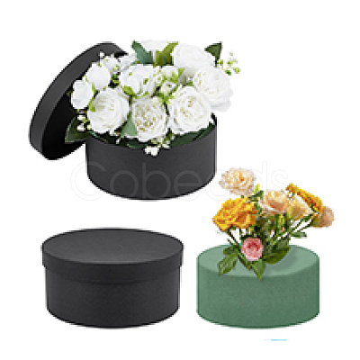 1Pc Round Cardboard Paper Storage Boxes with 1Pc Phenolic Plastic Flower Craft Foam CON-PH0003-42-1