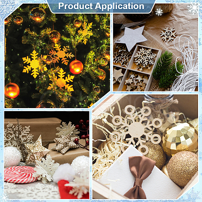 200Pcs Christmas Theme Unfinished Wood Snowflake Sheets FIND-BC0014-53-1