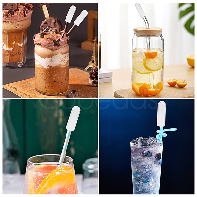 12Pcs Transparent Glass Straw Dustproof Covers AJEW-FG0002-37B-1