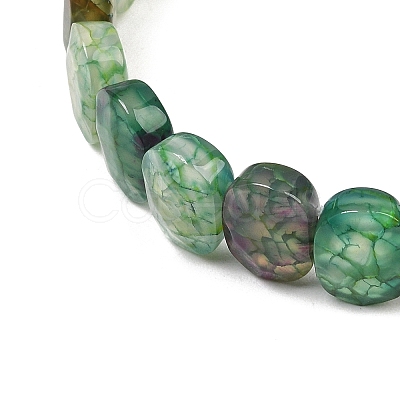 Dyed & Heated Natural Agate Oval Beaded Stretch Bracelet G-E010-01-1