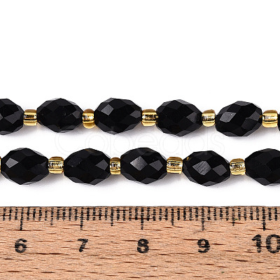 Natural Black Obsidian Beads Strands G-N342-35-8x6-01-1