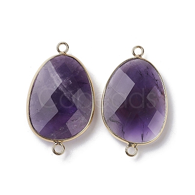 Natural Amethyst Connector Charms G-C110-02C-KCG-1