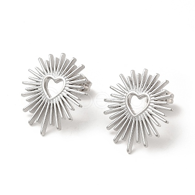 Non-Tarnish 304 Stainless Steel Hollow Out Heart Stud Earrings for Women EJEW-E271-02P-1