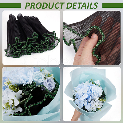 Polyester Pleated Wave Yarn Floral Bouquet Packaging DIY-WH0037-43D-1