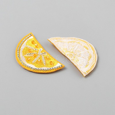 Lemon Crystal Rhinestone Embroidery Sew on Cloth Patches PATC-WH0008-182B-1