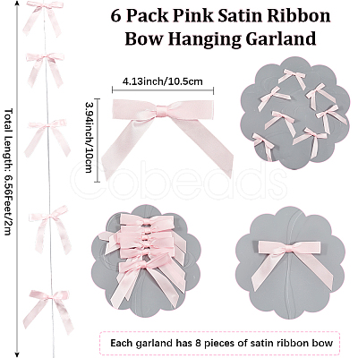 6Pcs Polyester Bowknot Hanging Streamer AJEW-SP0002-71B-1