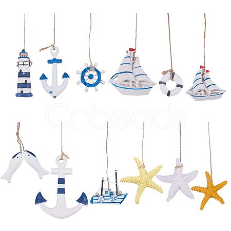 Hanging Resin Pendant Decorations AJEW-PH0017-31-1