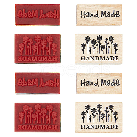 8Pcs 2 Styles Wooden Stamps DIY-OC0005-80-1
