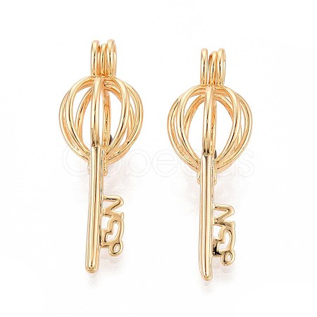 Brass Bead Cage Pendants LS-KK-P115-07G-01-1