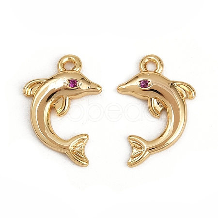 Brass Micro Pave Clear Cubic Zirconia Charms KK-B137-01G-1