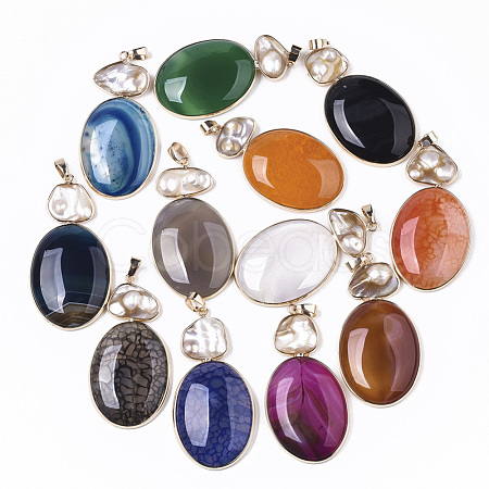 Natural Agate Big Pendants G-N326-25-1