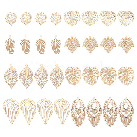 32Pcs 8 Style Brass Pendants KKC-PH0001-01-1