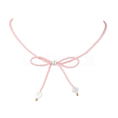 Glass Seed Pendant Necklaces for Women NJEW-MZ00031-05-1