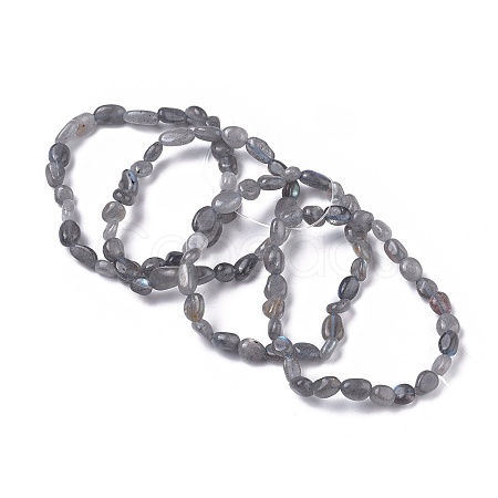 Natural Labradorite Bead Stretch Bracelets BJEW-K213-33-1